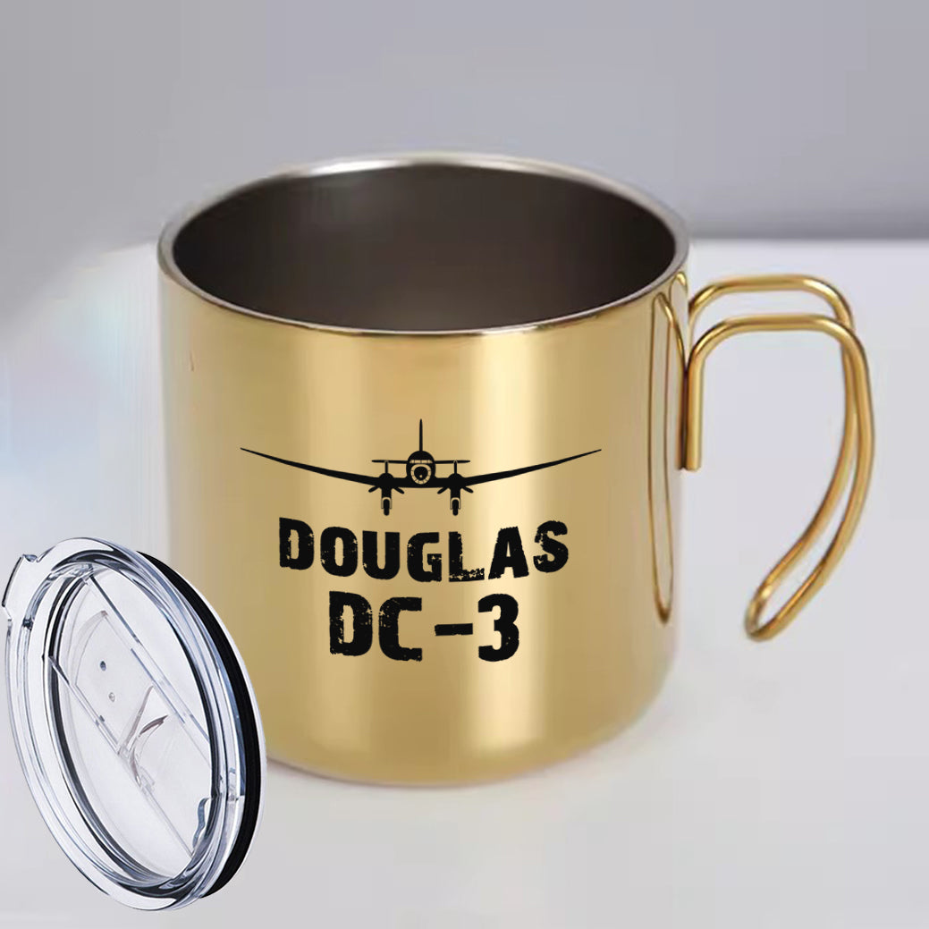 Douglas DC-3 & Plane Designed Stainless Steel Portable Mugs