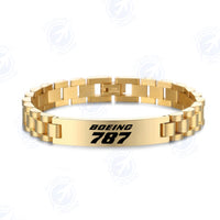 Thumbnail for Boeing 787 & Text Designed Stainless Steel Chain Bracelets