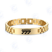 Thumbnail for Boeing 777 & Text Designed Stainless Steel Chain Bracelets