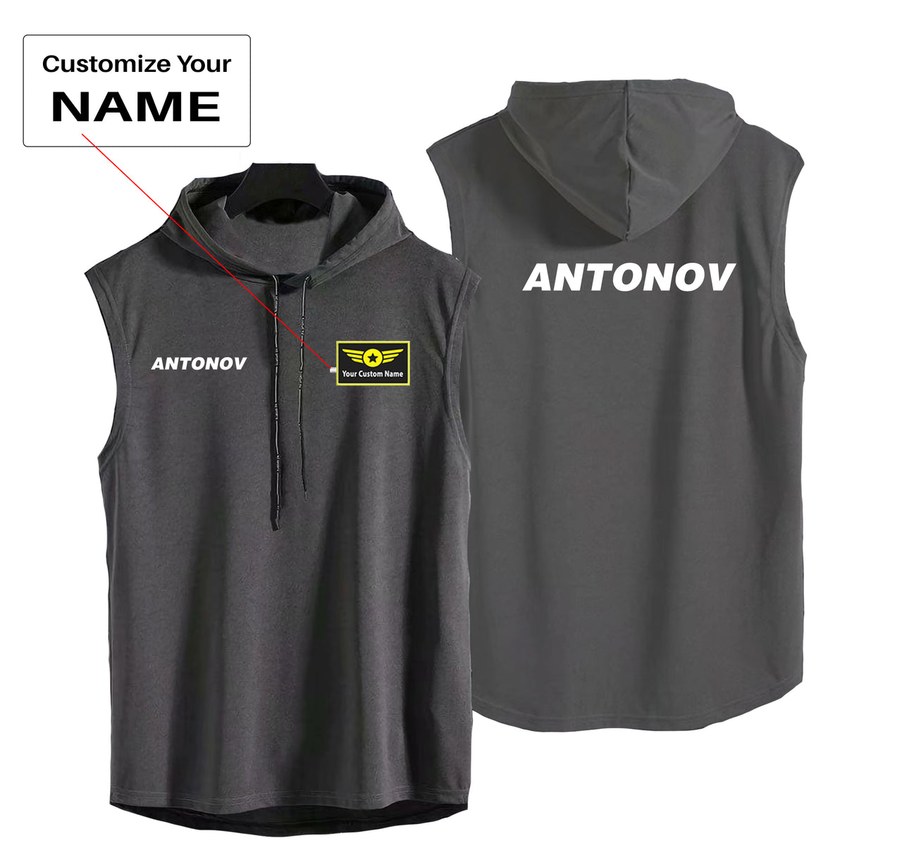 Antonov & Text Designed Hooded Tank Tops