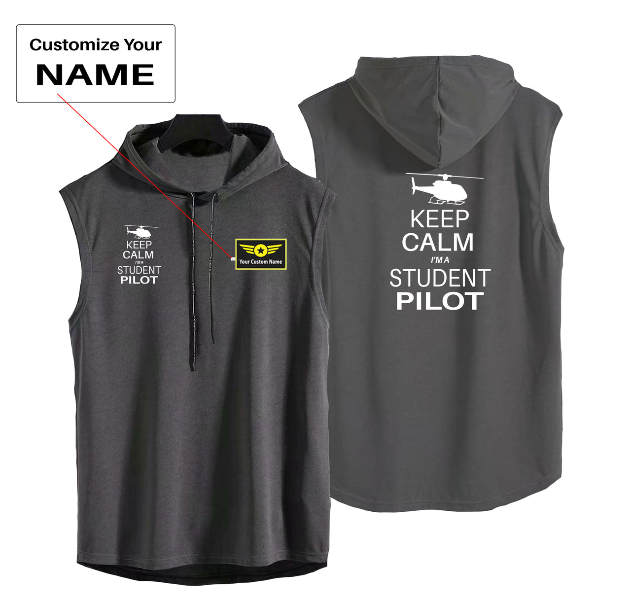 Student Pilot (Helicopter) Designed Hooded Tank Tops