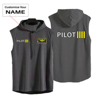 Thumbnail for Pilot & Stripes (4 Lines) Designed Hooded Tank Tops