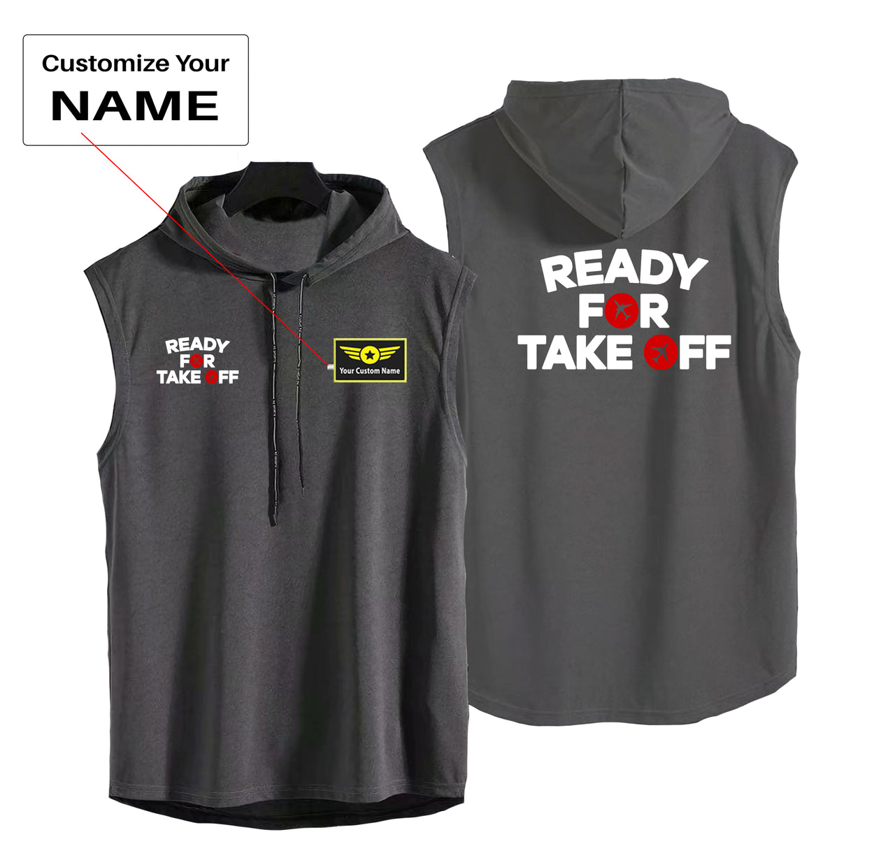 Ready For Takeoff Designed Hooded Tank Tops