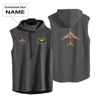 Thumbnail for Colourful Airplane Designed Hooded Tank Tops