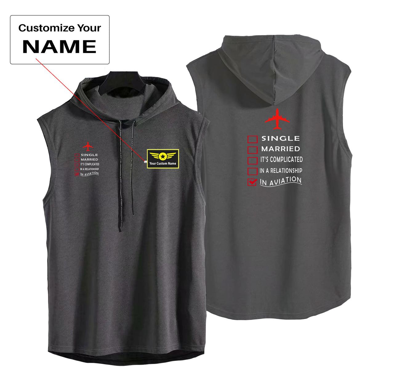 In Aviation Designed Hooded Tank Tops