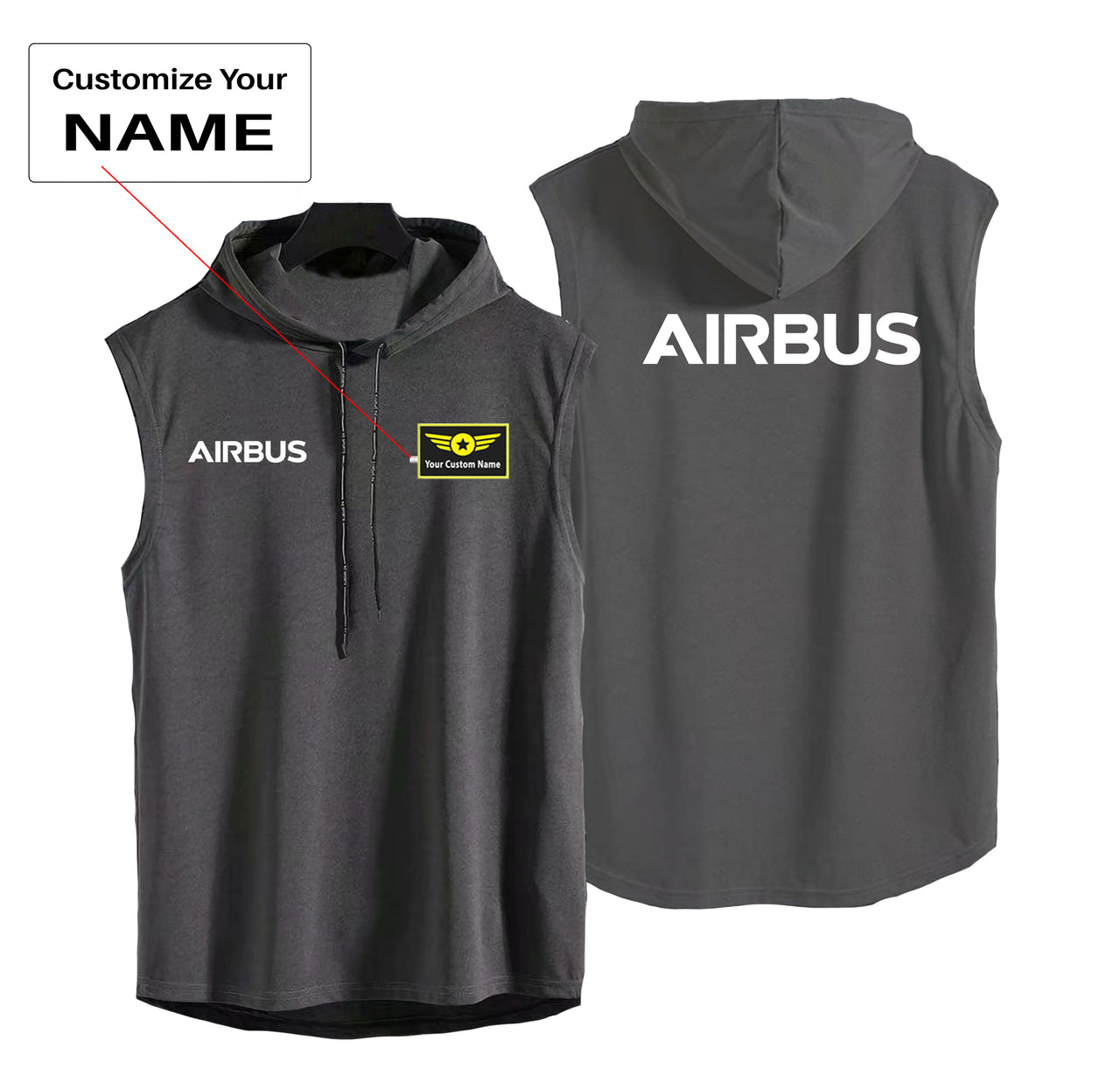 Airbus & Text Designed Hooded Tank Tops