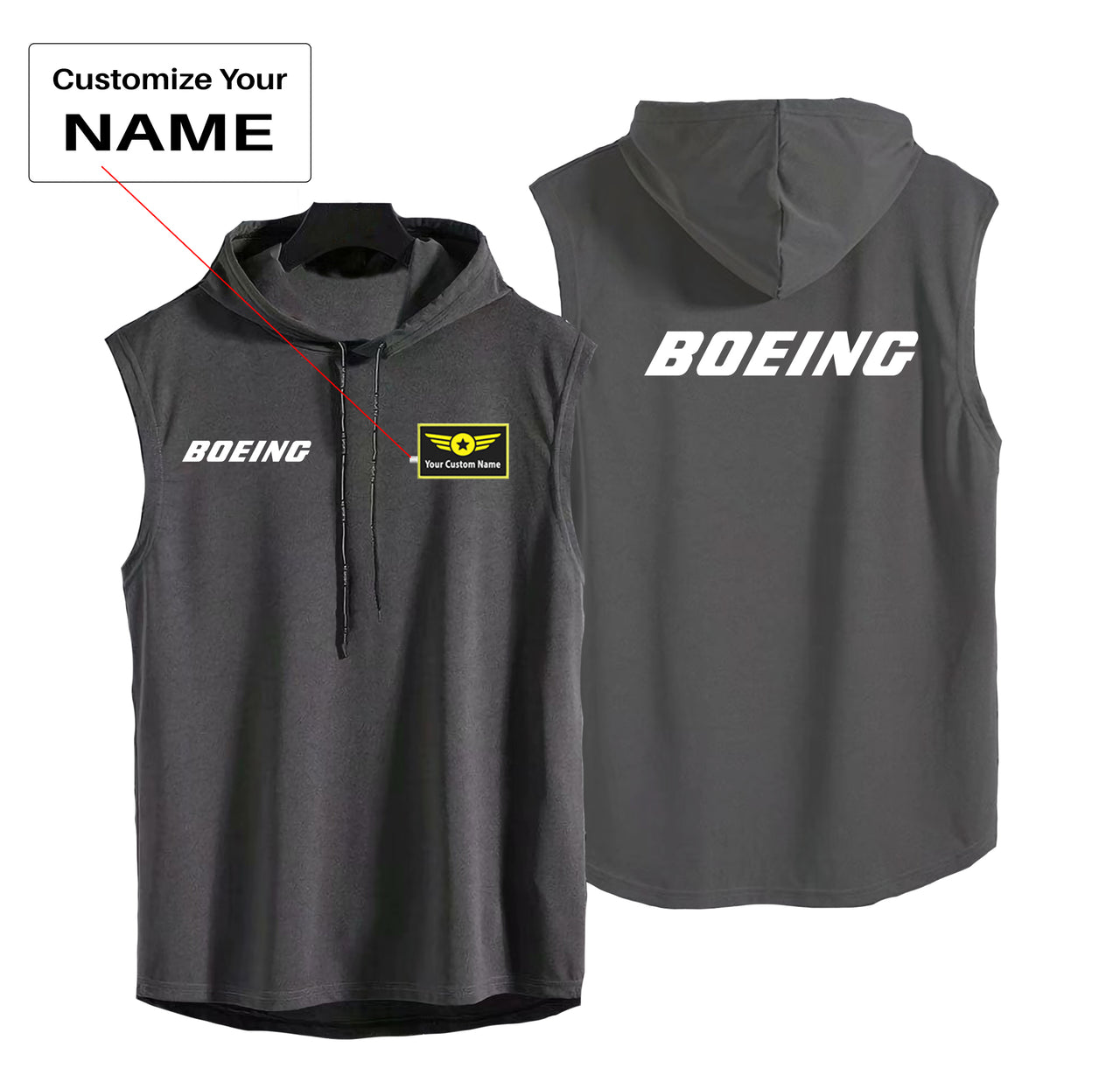 Boeing & Text Designed Hooded Tank Tops