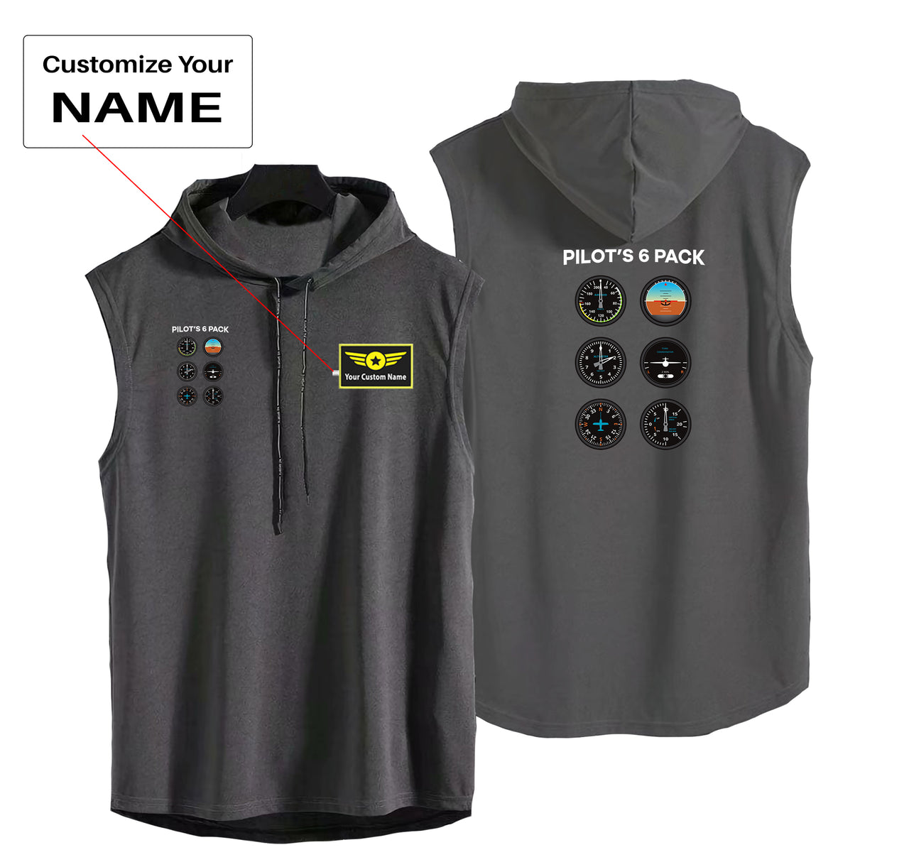 Pilot's 6 Pack Designed Hooded Tank Tops