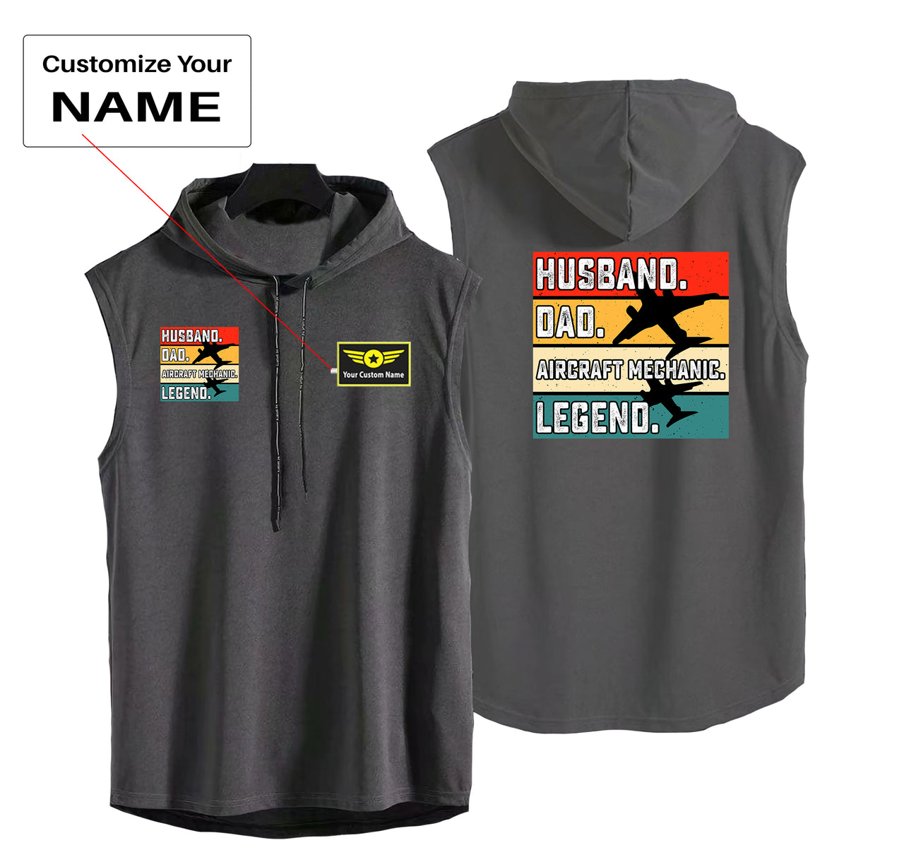 Husband & Dad & Aircraft Mechanic & Legend Designed Hooded Tank Tops