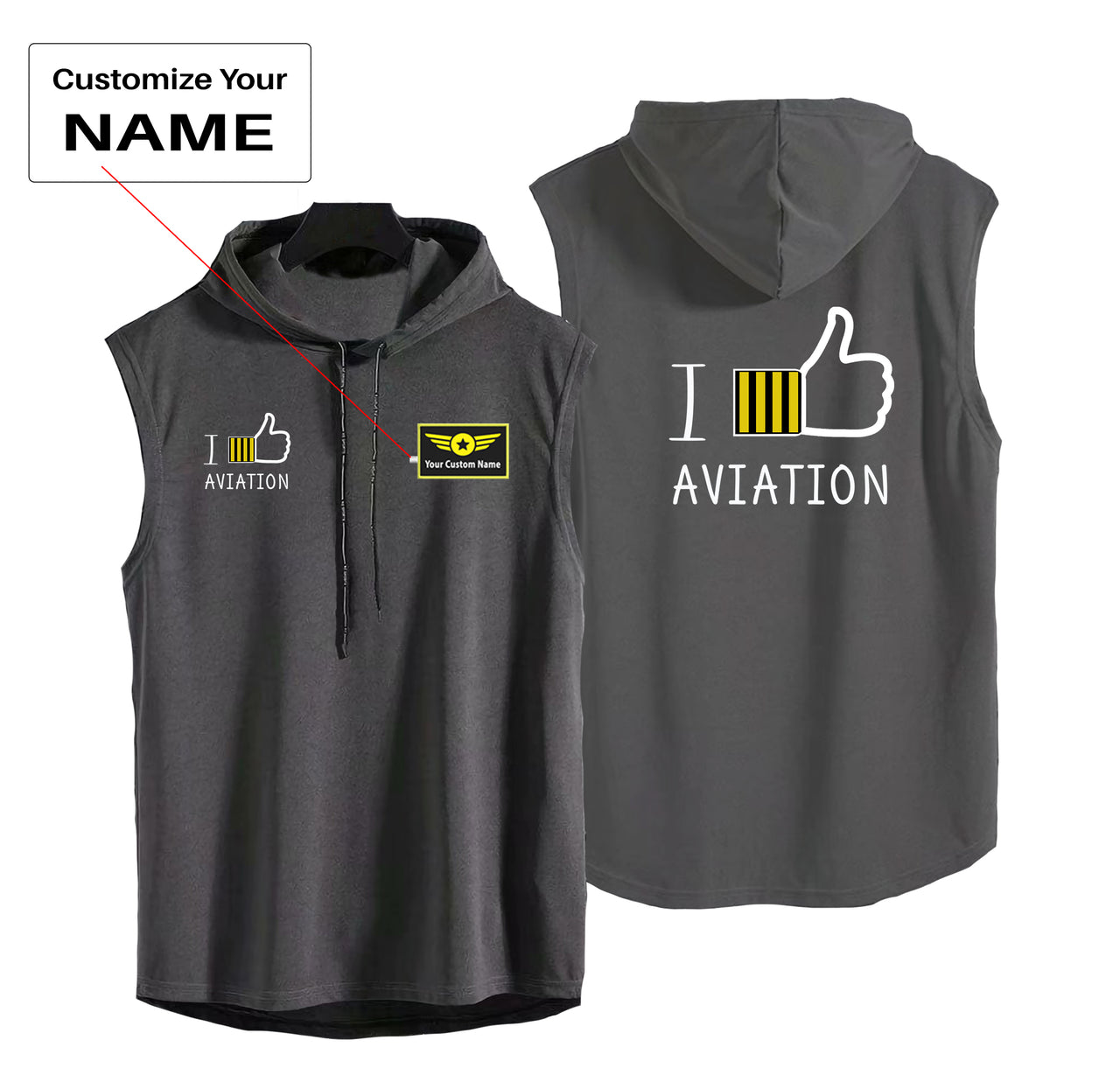 I Like Aviation Designed Hooded Tank Tops