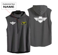 Thumbnail for Born To Fly & Badge Designed Hooded Tank Tops