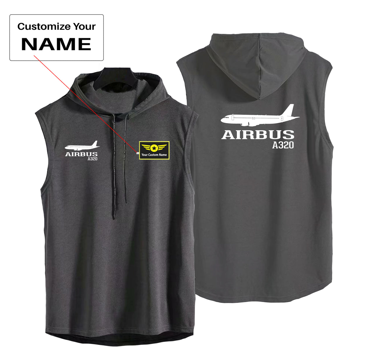 Airbus A320 Printed Designed Hooded Tank Tops