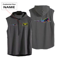 Thumbnail for Multicolor Airplane Designed Hooded Tank Tops