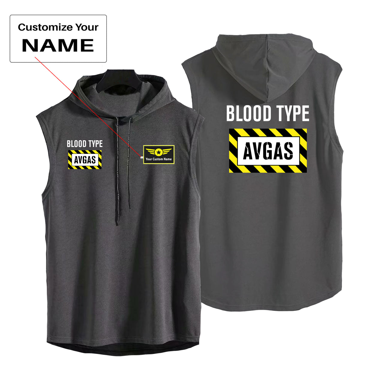 Blood Type AVGAS Designed Hooded Tank Tops