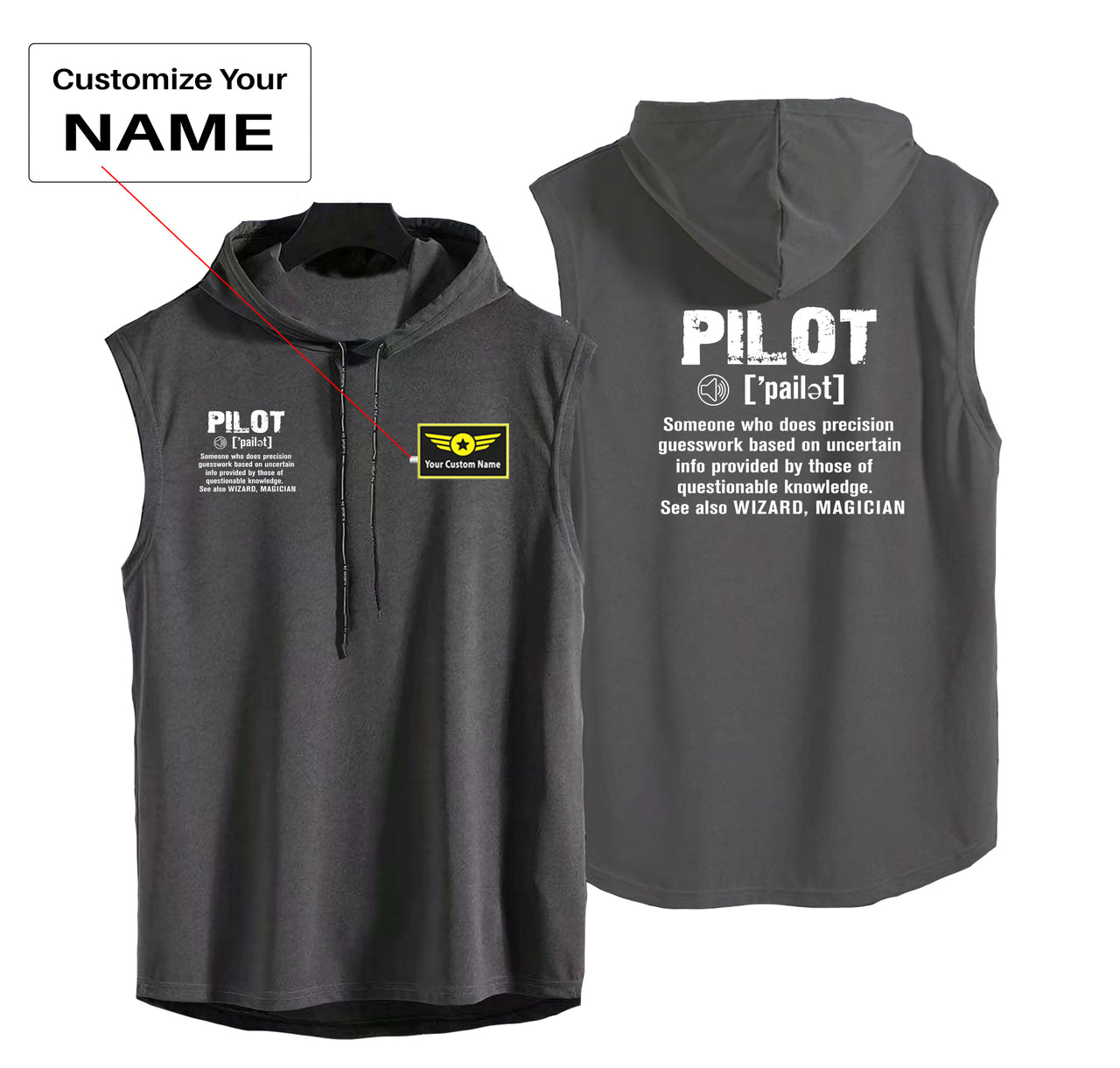 Pilot [Noun] Designed Hooded Tank Tops