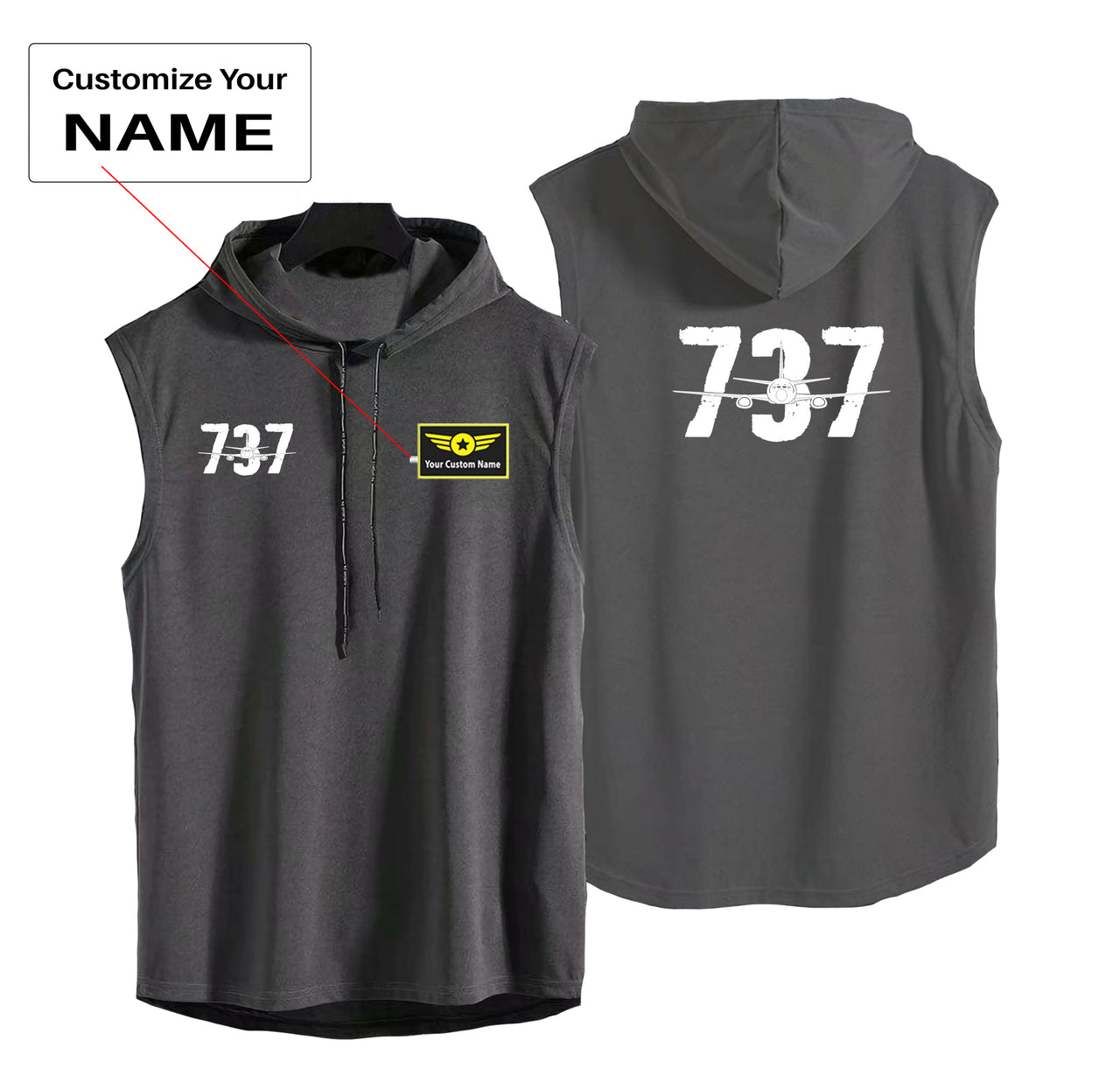 Boeing 737 Designed Designed Hooded Tank Tops