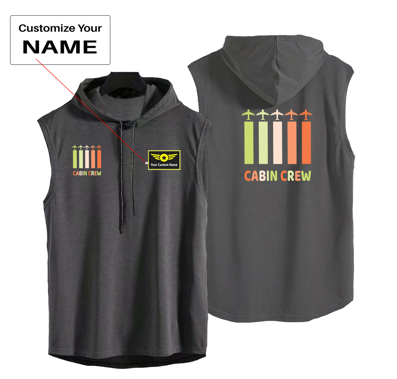 Colourful Cabin Crew Designed Hooded Tank Tops