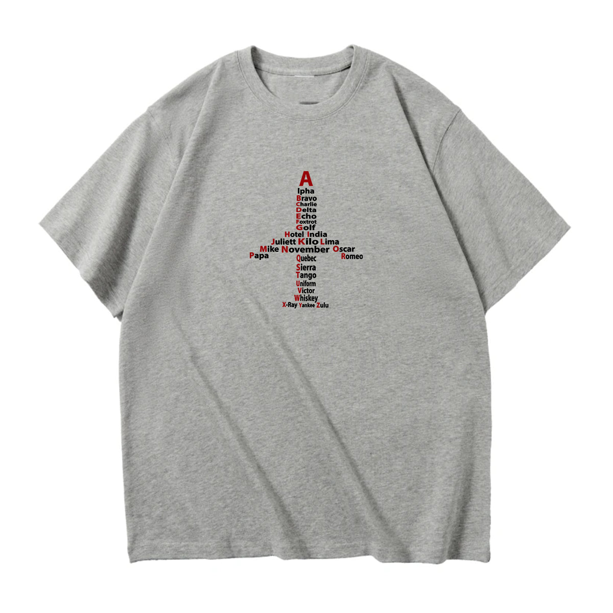 Airplane Shape Aviation Alphabet Designed Relax Fit T-Shirts