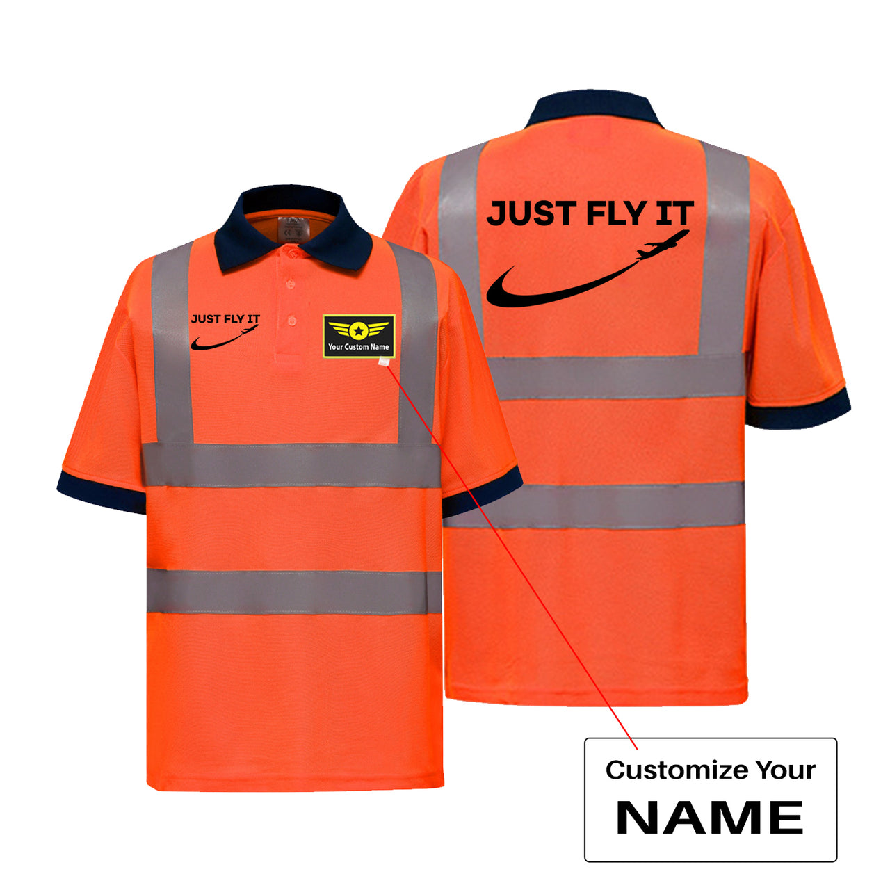 Just Fly It 2 Designed Reflective Polo T-Shirts