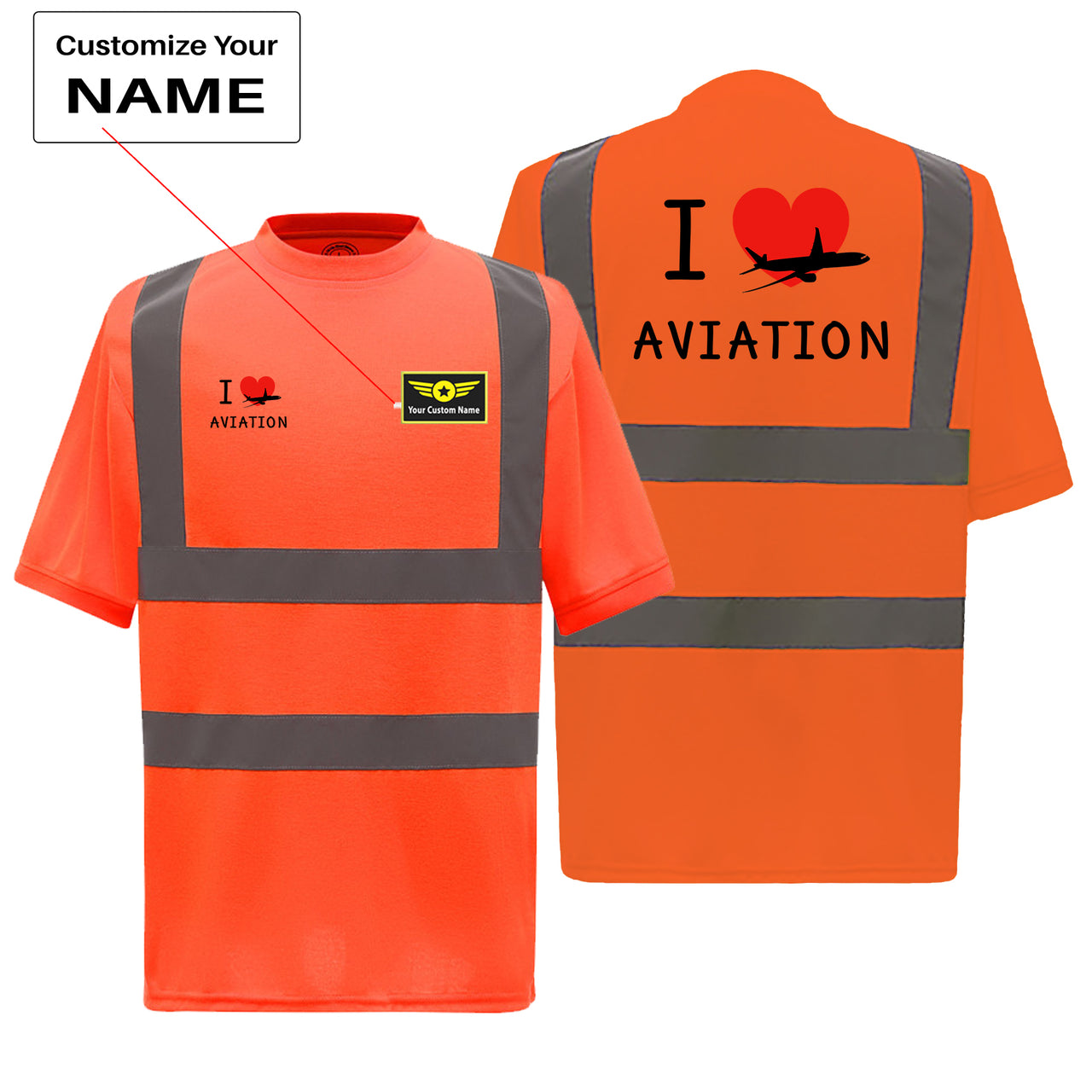 I Love Aviation Designed Reflective T-Shirts