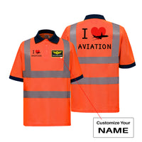 Thumbnail for I Love Aviation Designed Reflective Polo T-Shirts