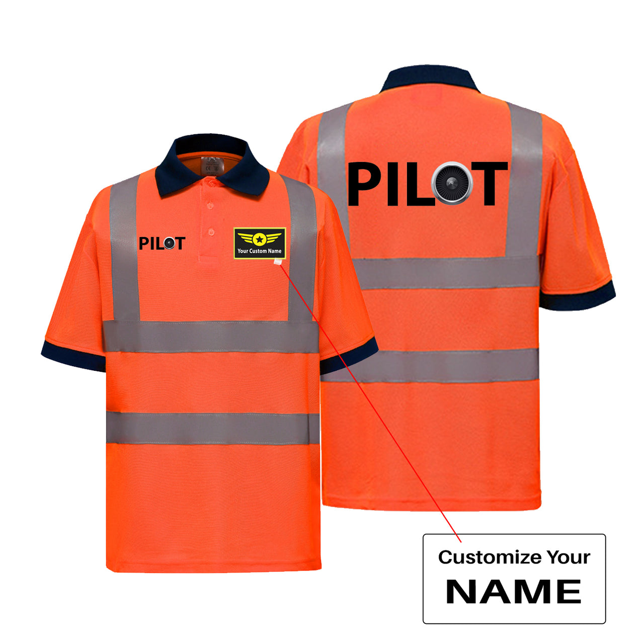 Pilot & Jet Engine Designed Reflective Polo T-Shirts