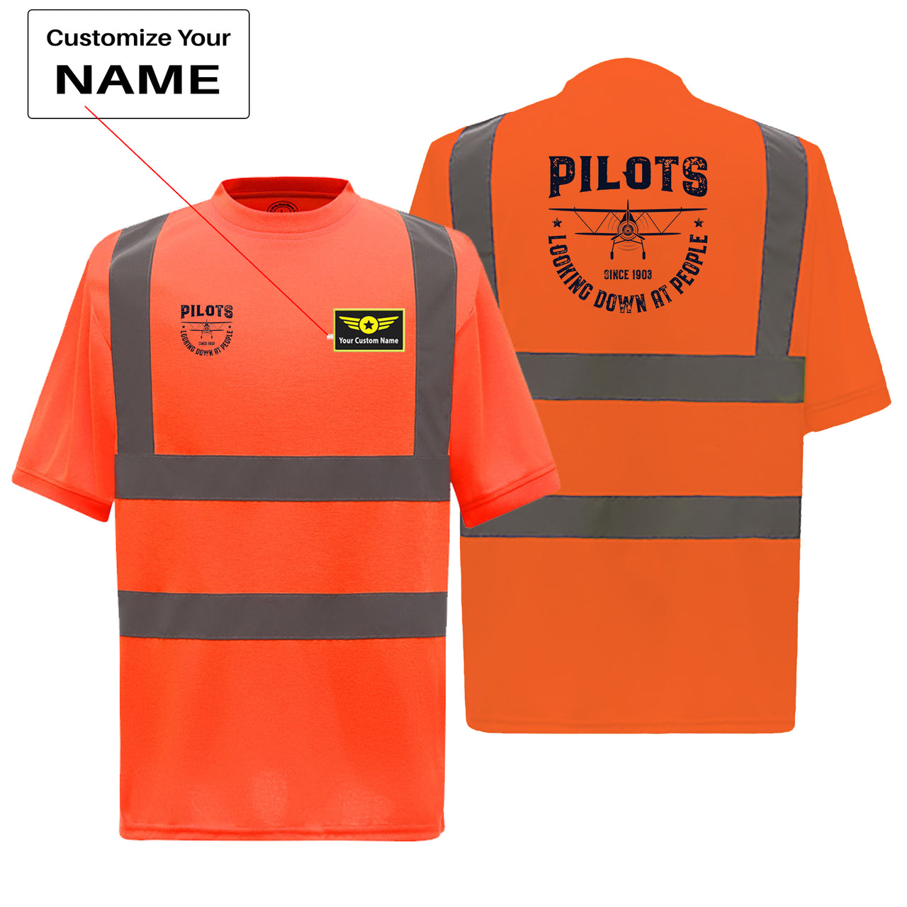 Pilots Looking Down at People Since 1903 Designed Reflective T-Shirts