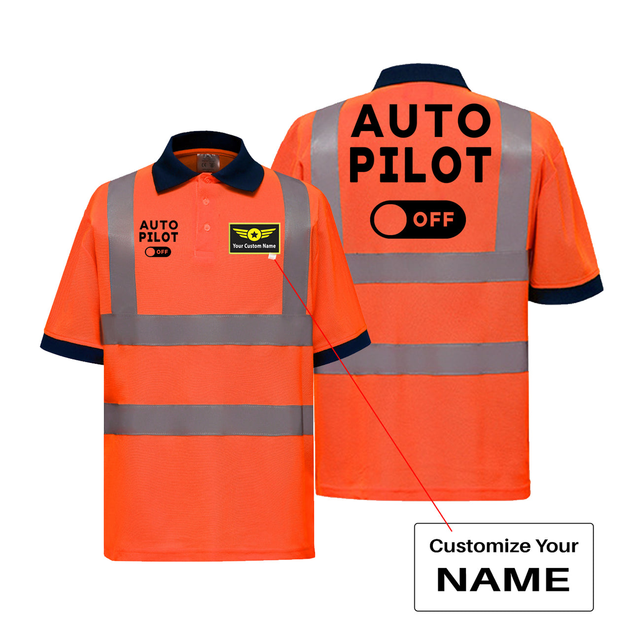 Auto Pilot Off Designed Reflective Polo T-Shirts