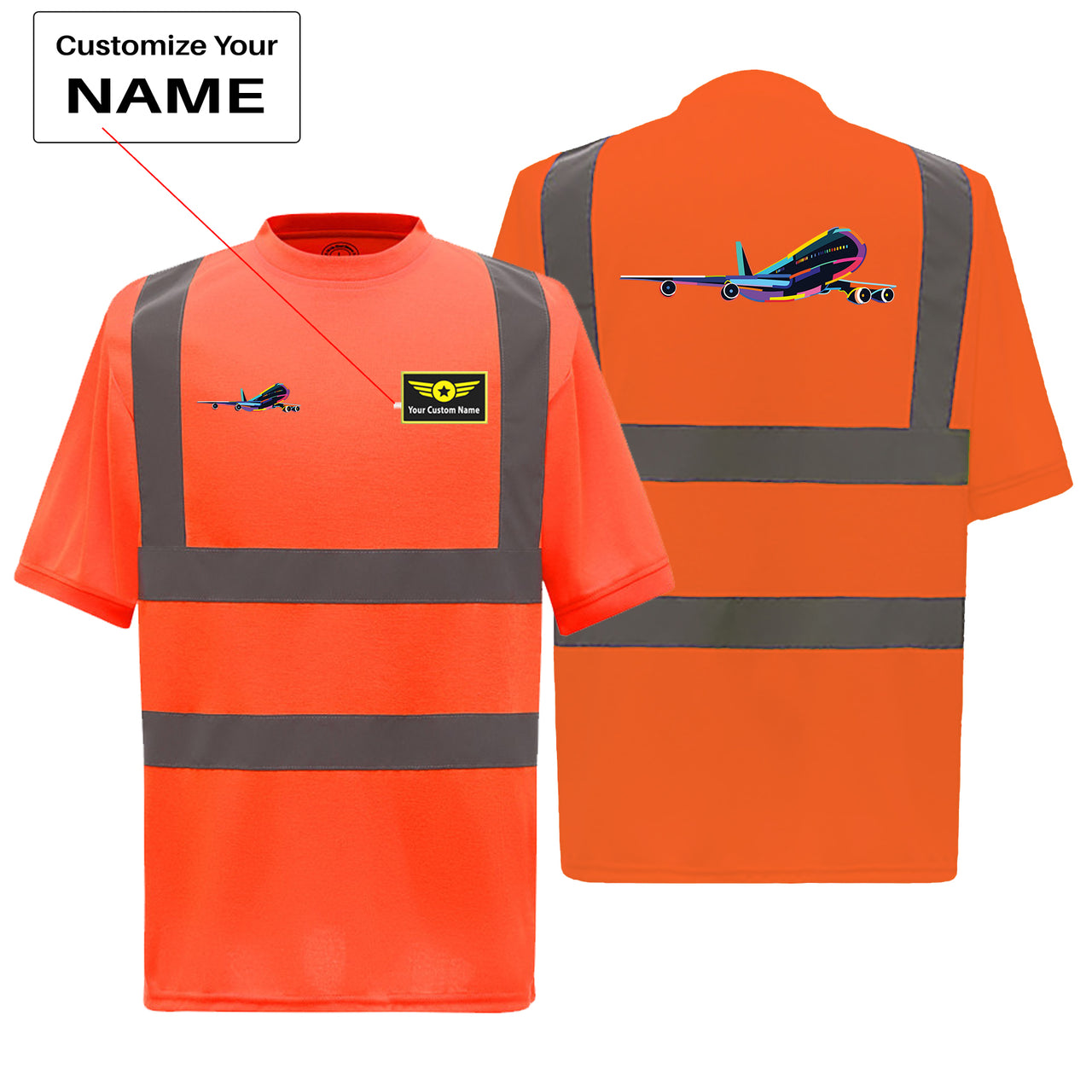 Multicolor Airplane Designed Reflective T-Shirts