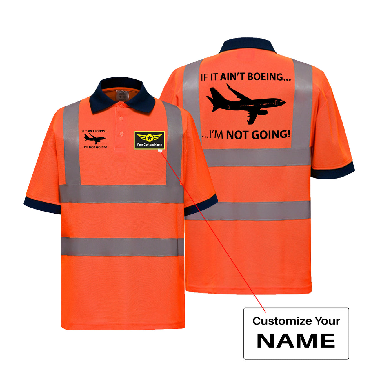 If It Ain't Boeing I'm Not Going! Designed Reflective Polo T-Shirts