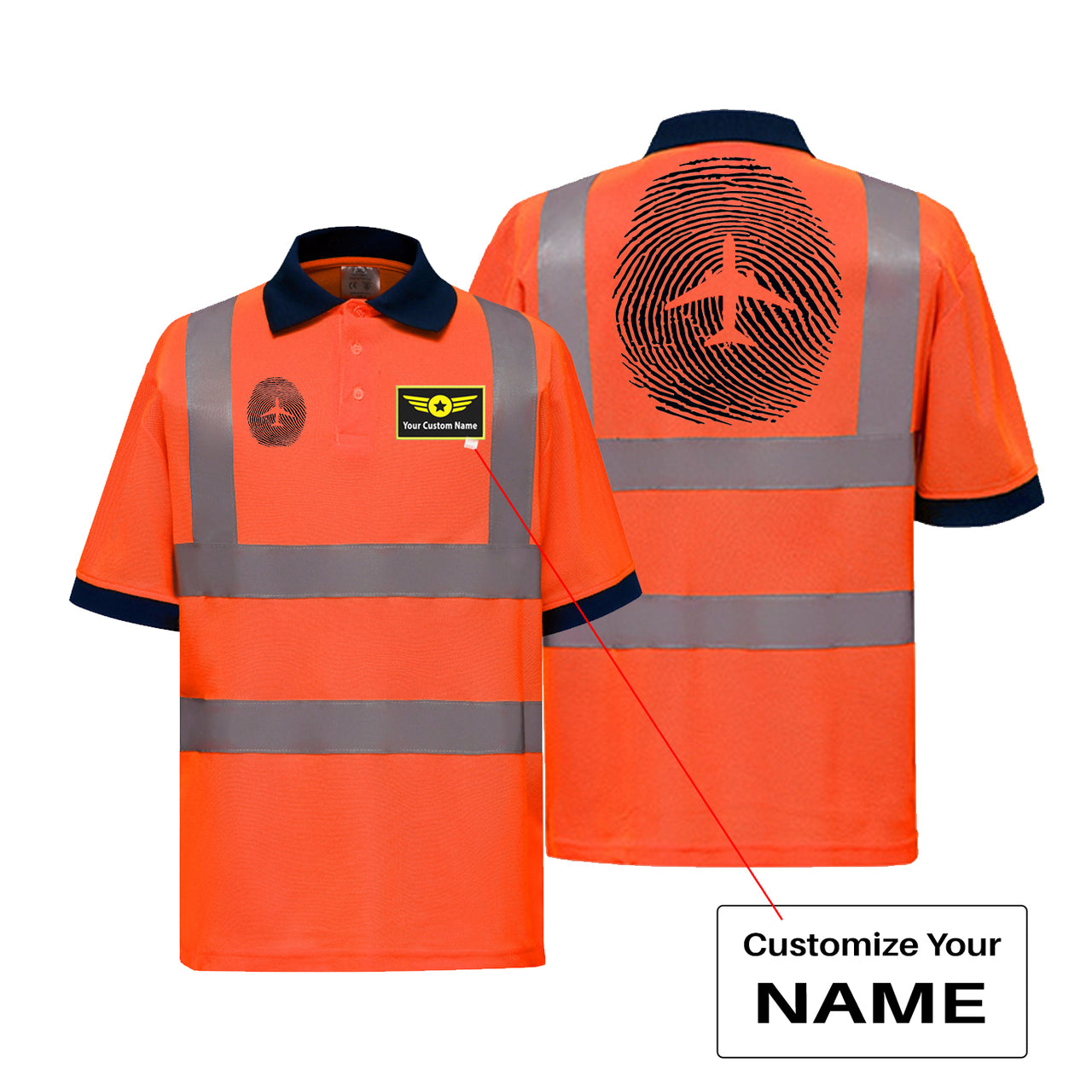 Aviation Finger Print Designed Reflective Polo T-Shirts