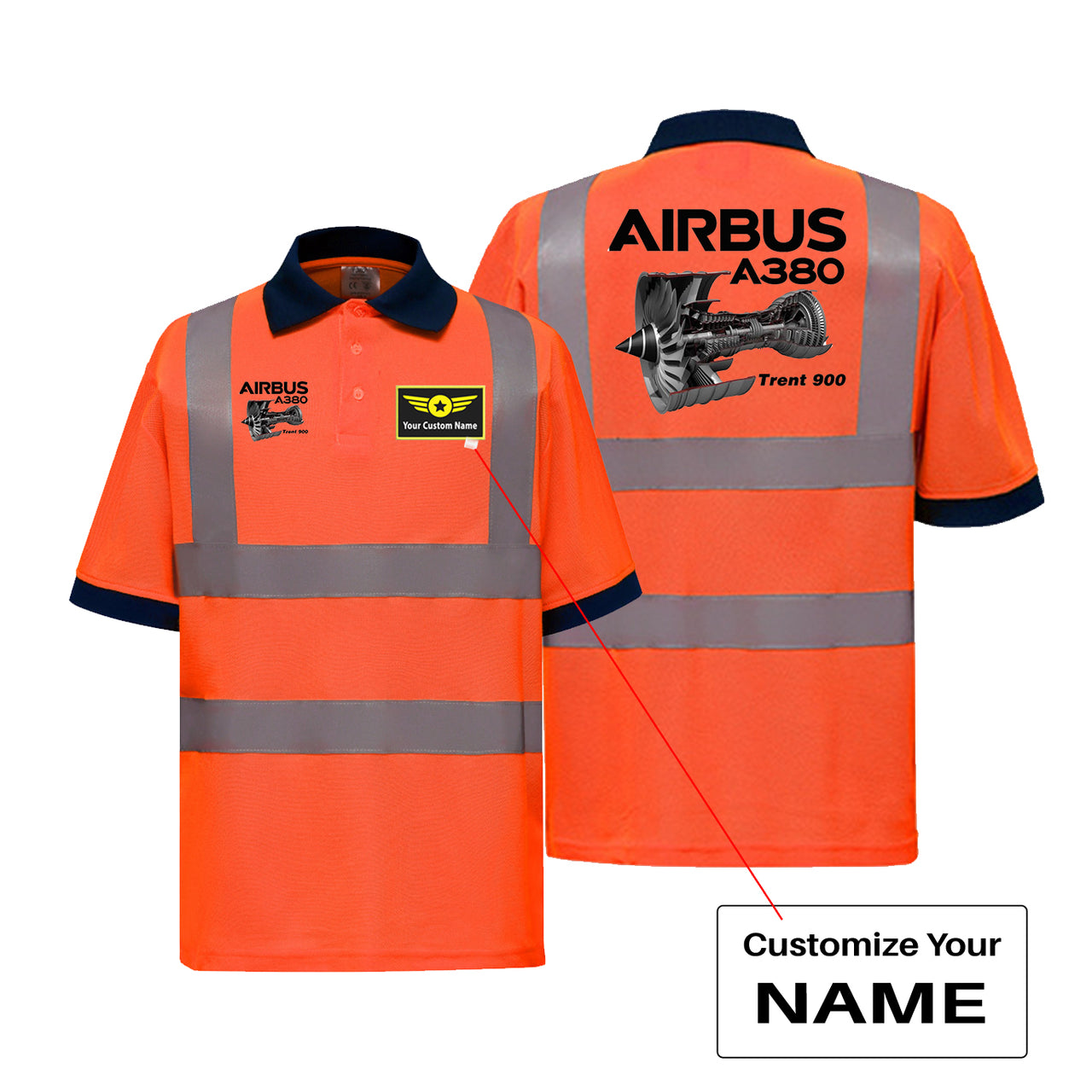 Airbus A380 & Trent 900 Engine Designed Reflective Polo T-Shirts