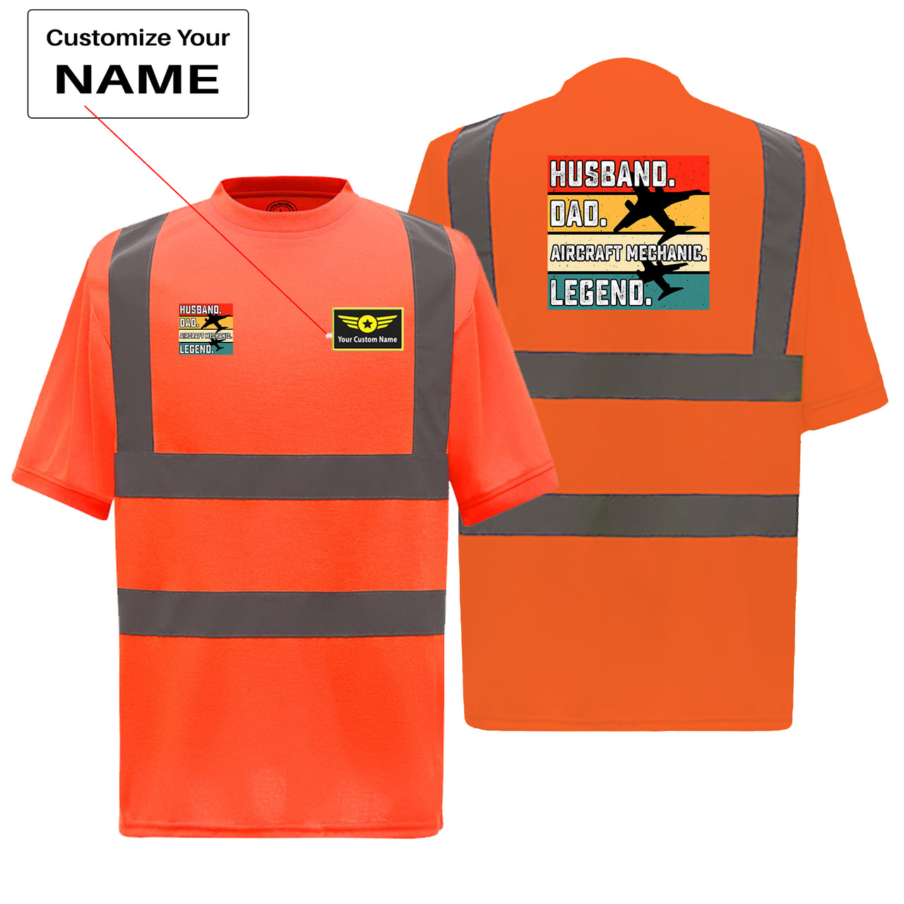 Husband & Dad & Aircraft Mechanic & Legend Designed Reflective T-Shirts