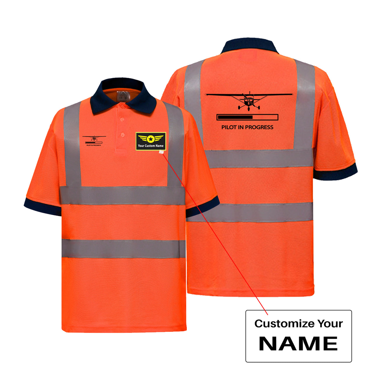 Pilot In Progress (Cessna) Designed Reflective Polo T-Shirts