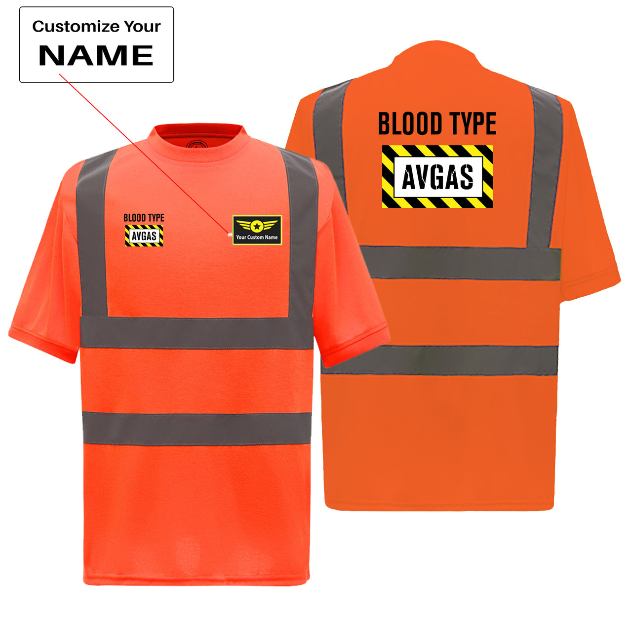 Blood Type AVGAS Designed Reflective T-Shirts