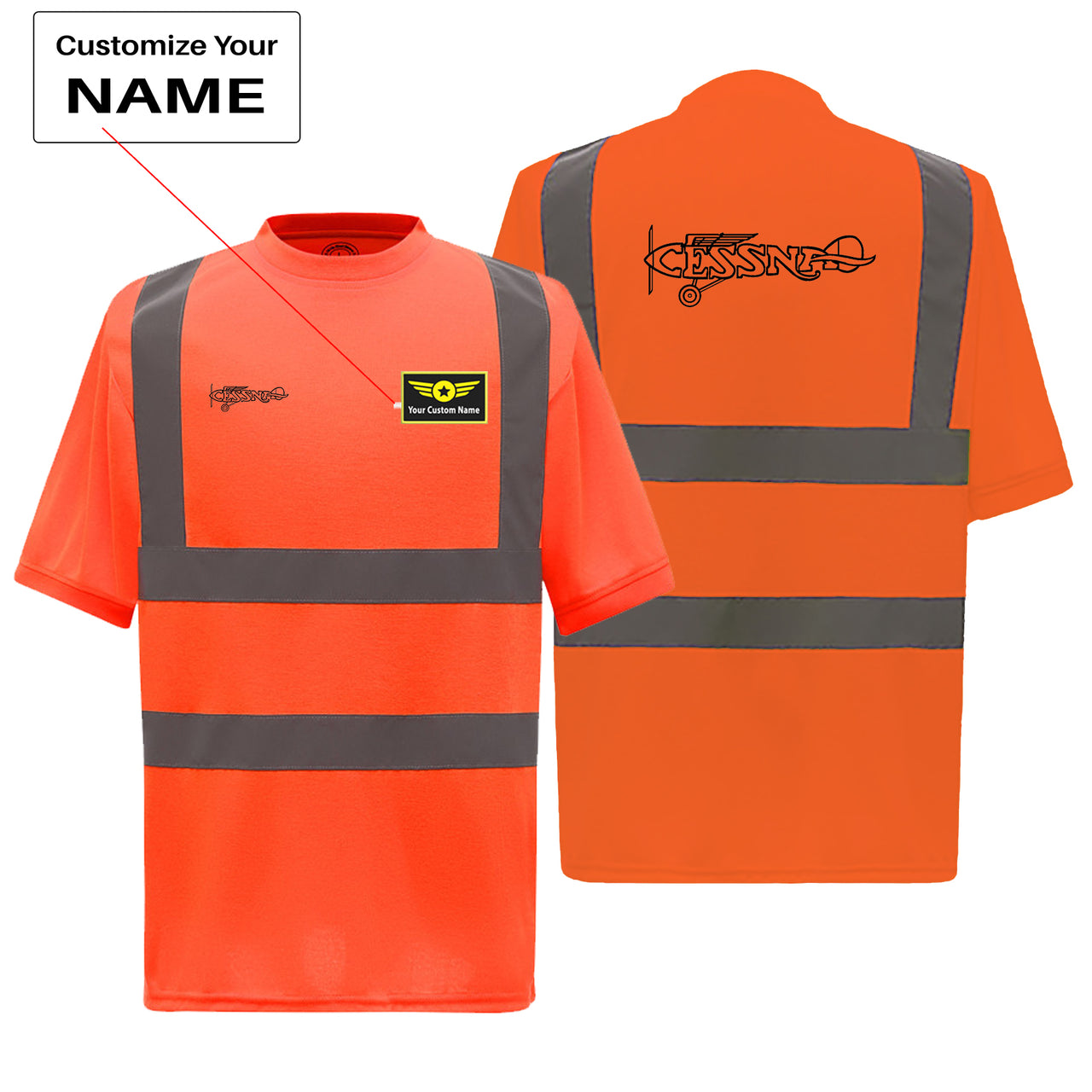 Special Cessna Text Designed Reflective T-Shirts