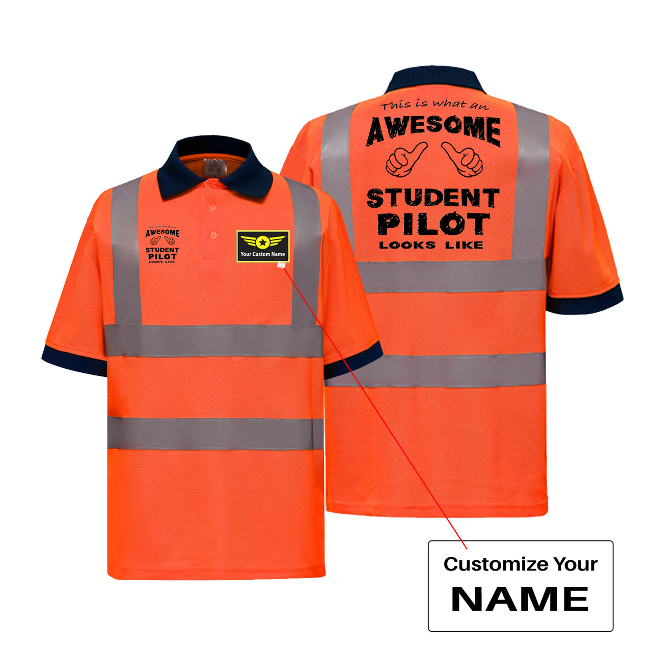 Student Pilot Designed Reflective Polo T-Shirts