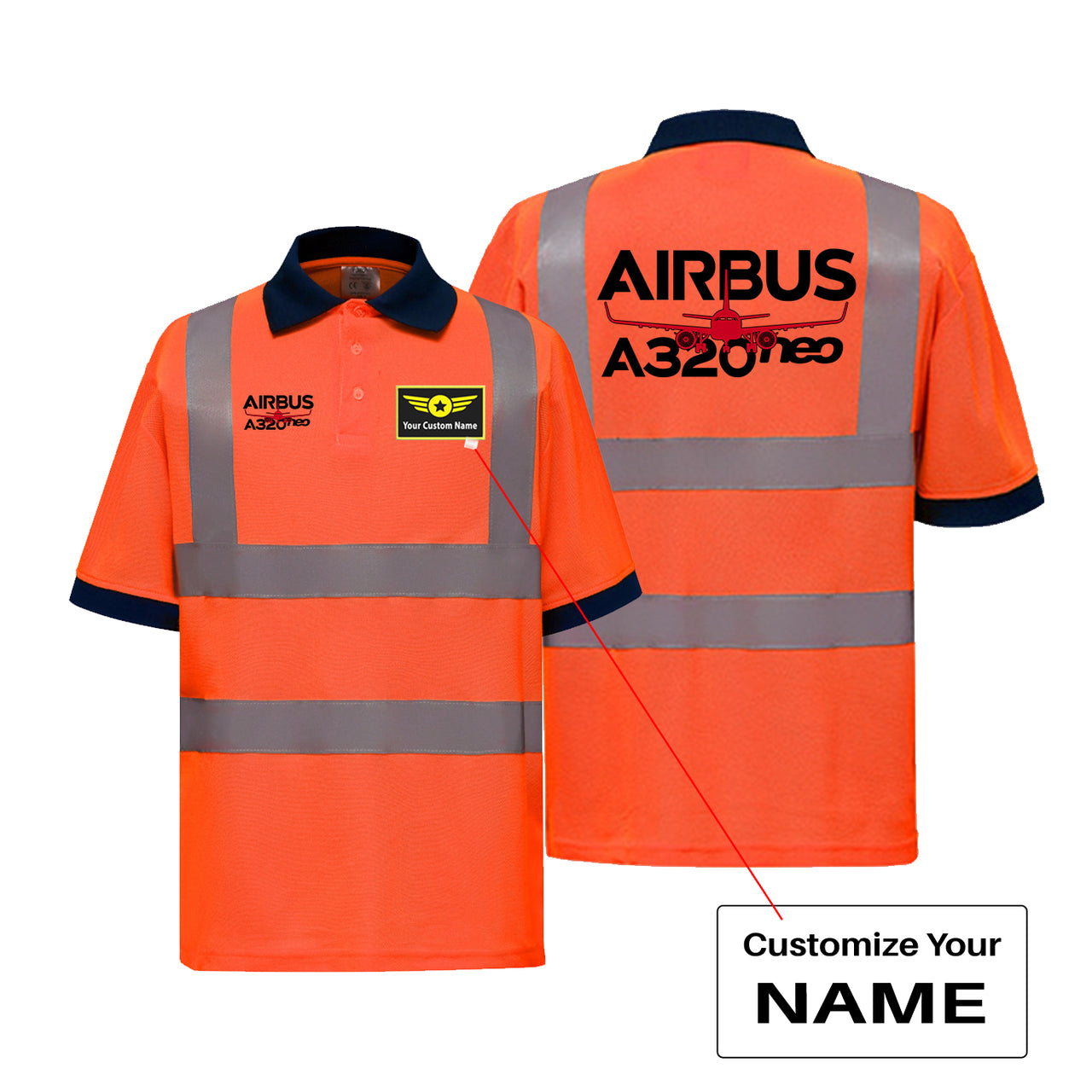 Amazing Airbus A320neo Designed Reflective Polo T-Shirts