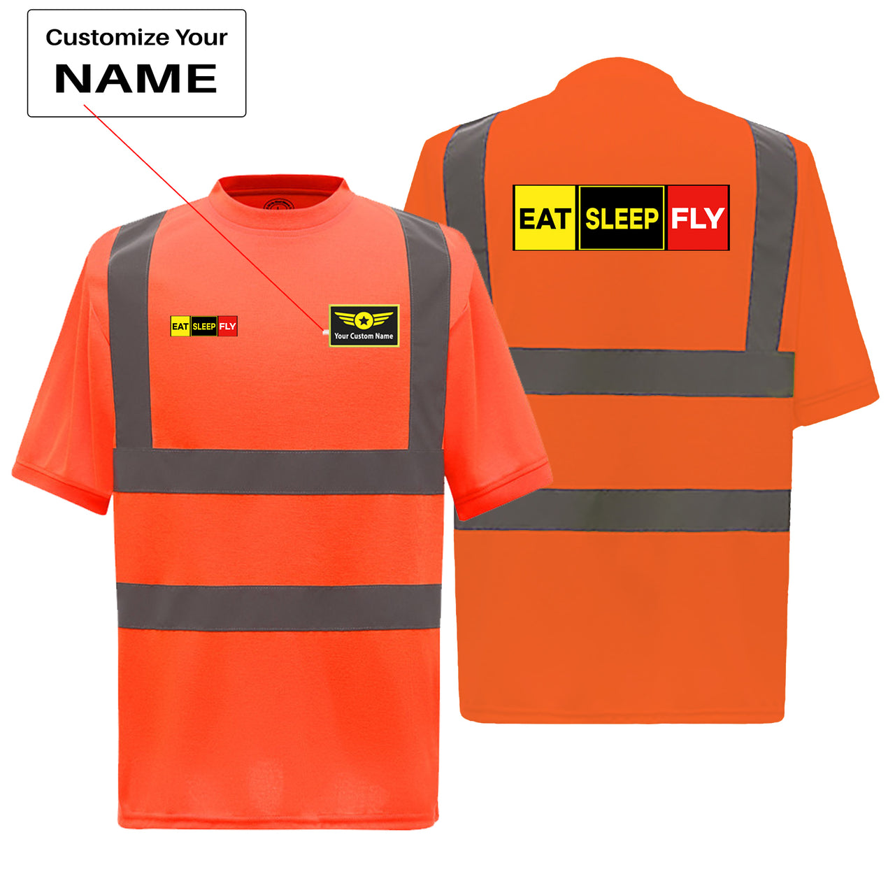 Eat Sleep Fly (Colourful) Designed Reflective T-Shirts