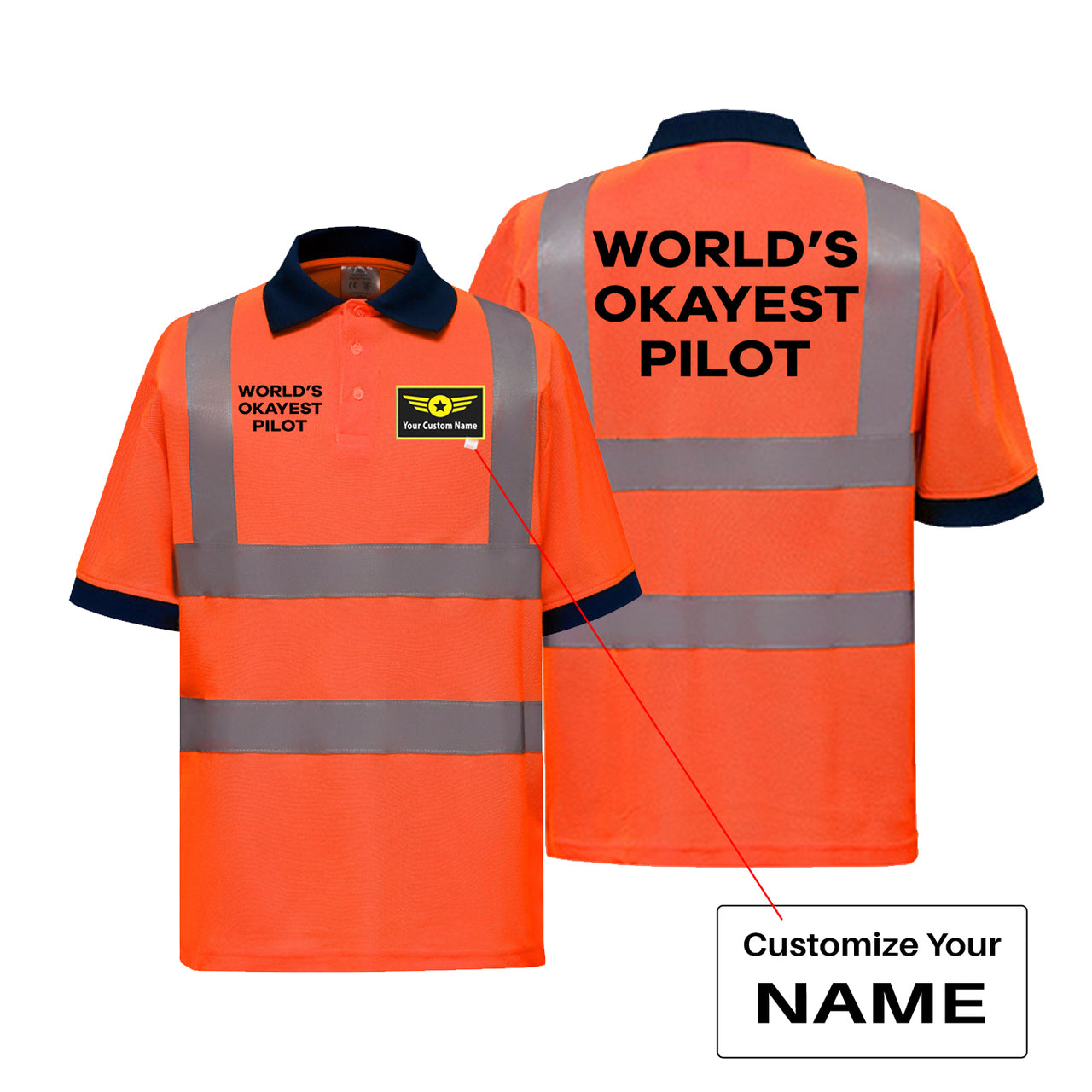 World's Okayest Pilot Designed Reflective Polo T-Shirts