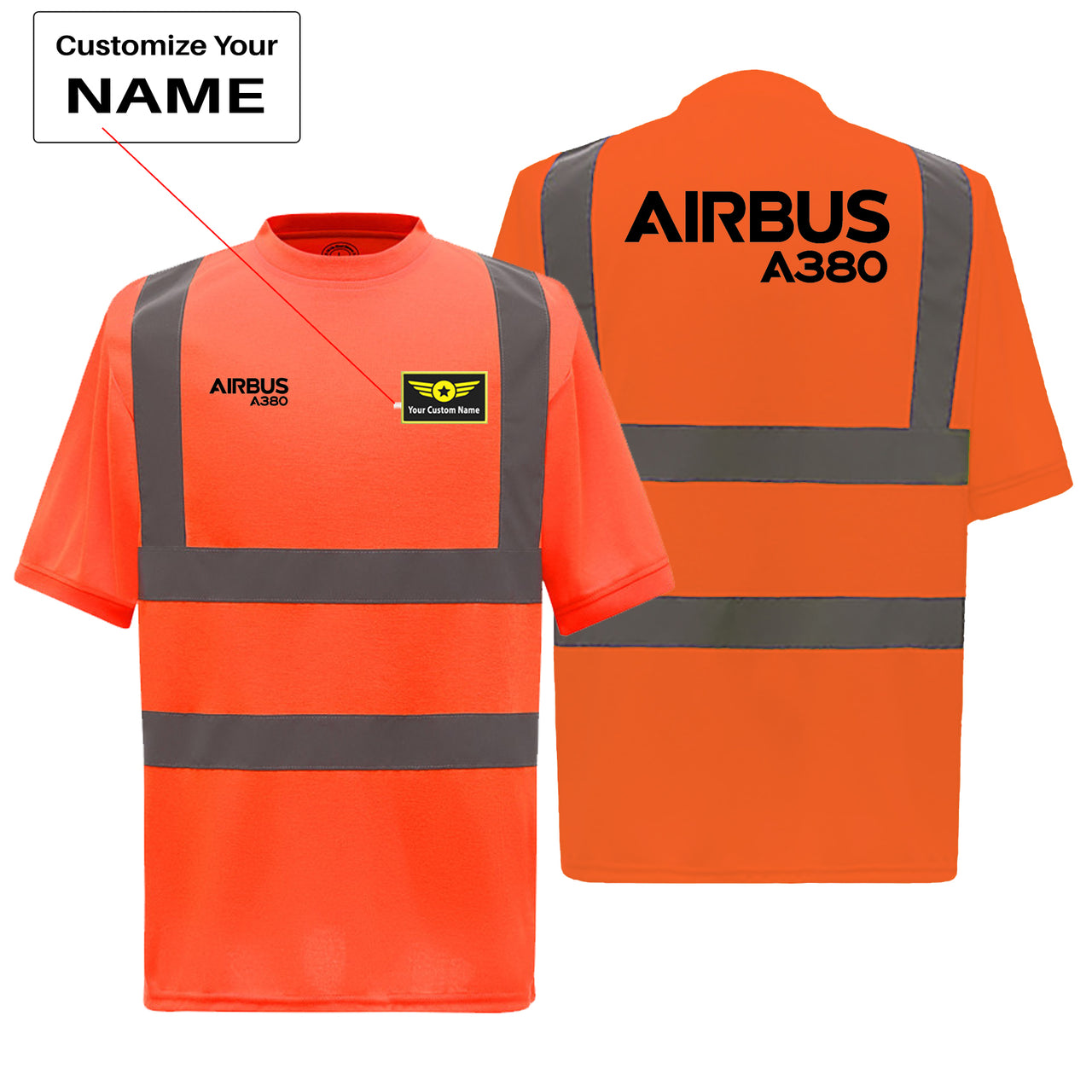 Airbus A380 & Text Designed Reflective T-Shirts