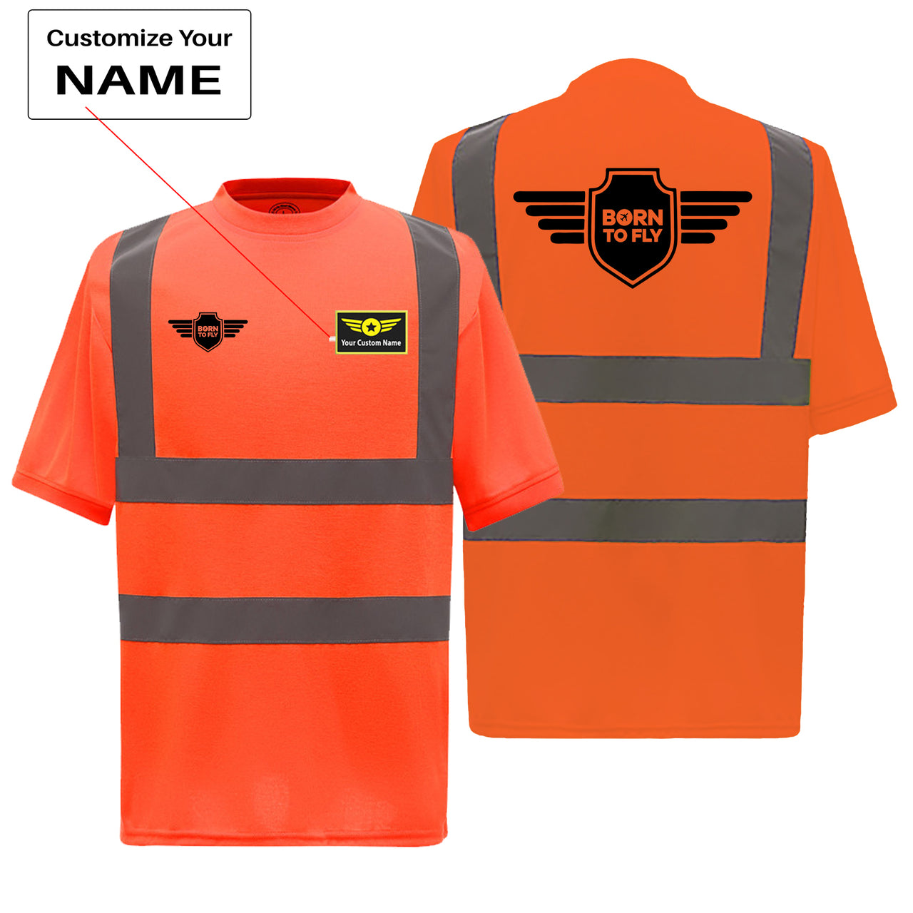 Born To Fly & Badge Designed Reflective T-Shirts