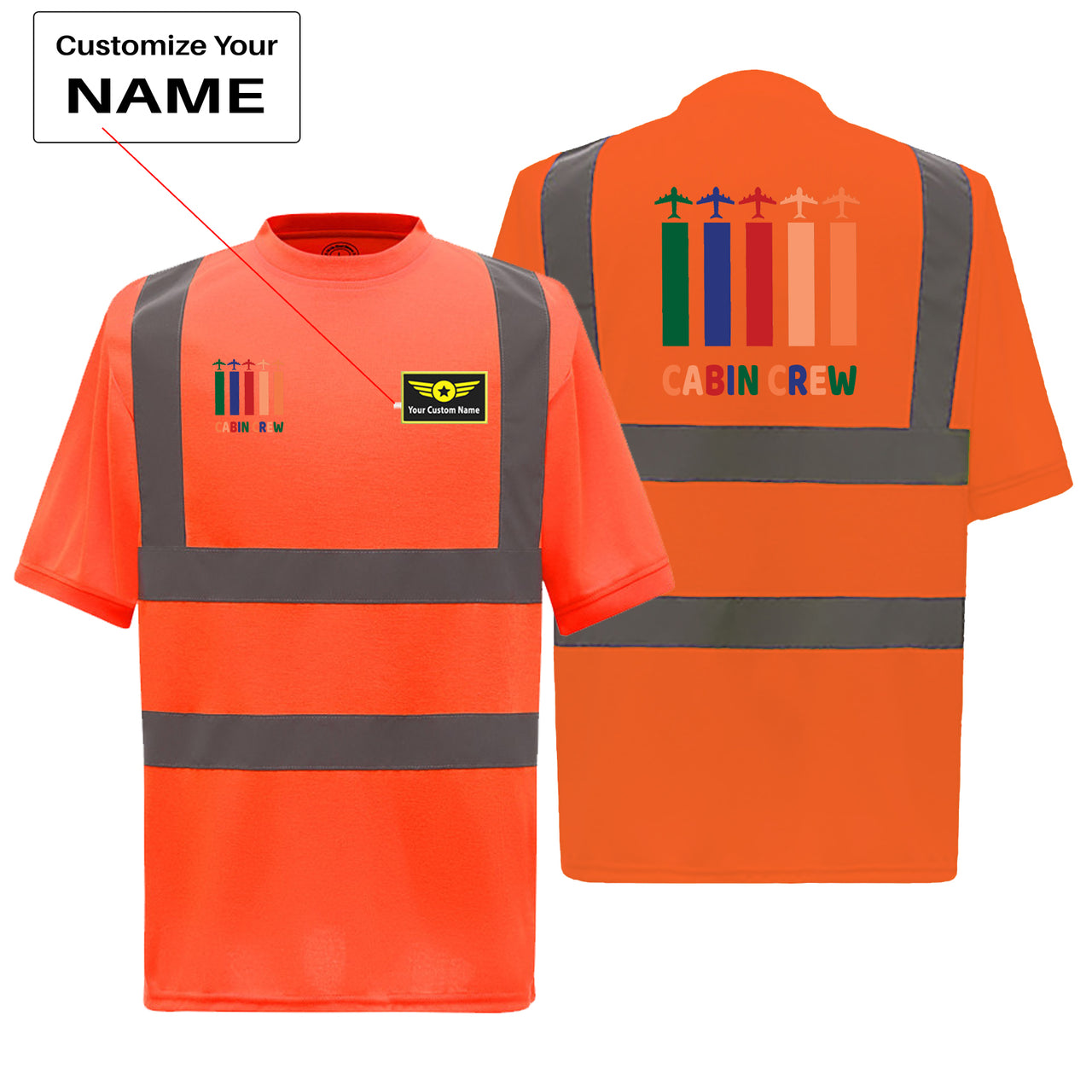 Colourful Cabin Crew Designed Reflective T-Shirts