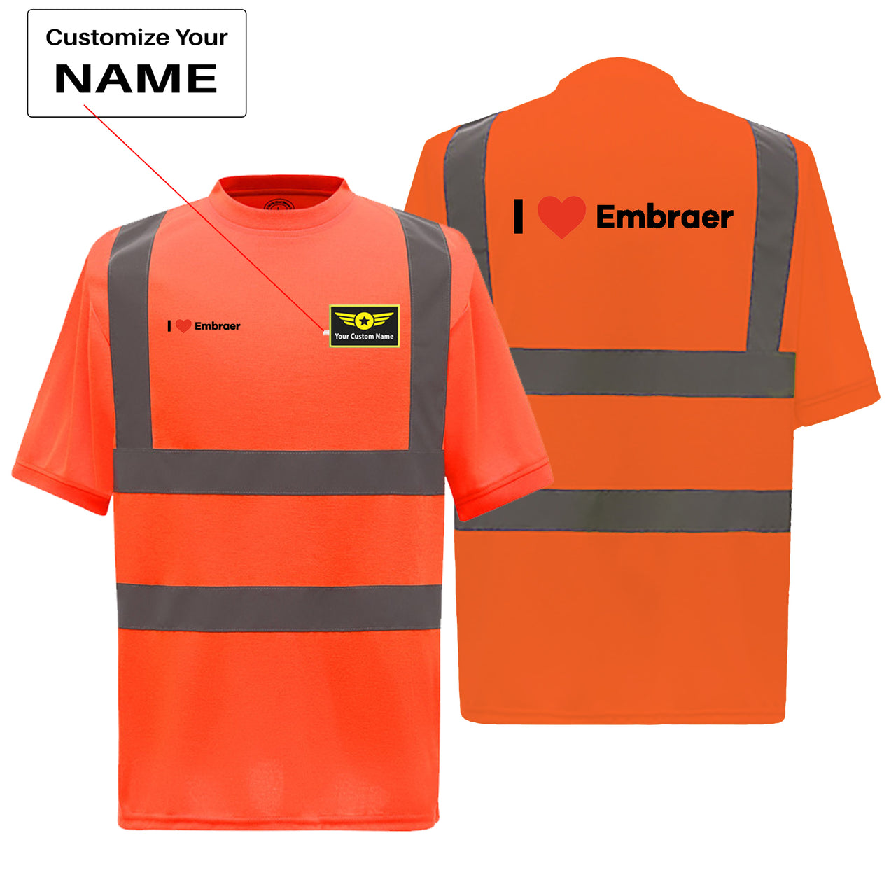 I Love Embraer Designed Reflective T-Shirts