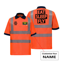 Thumbnail for Eat Sleep Fly Designed Reflective Polo T-Shirts