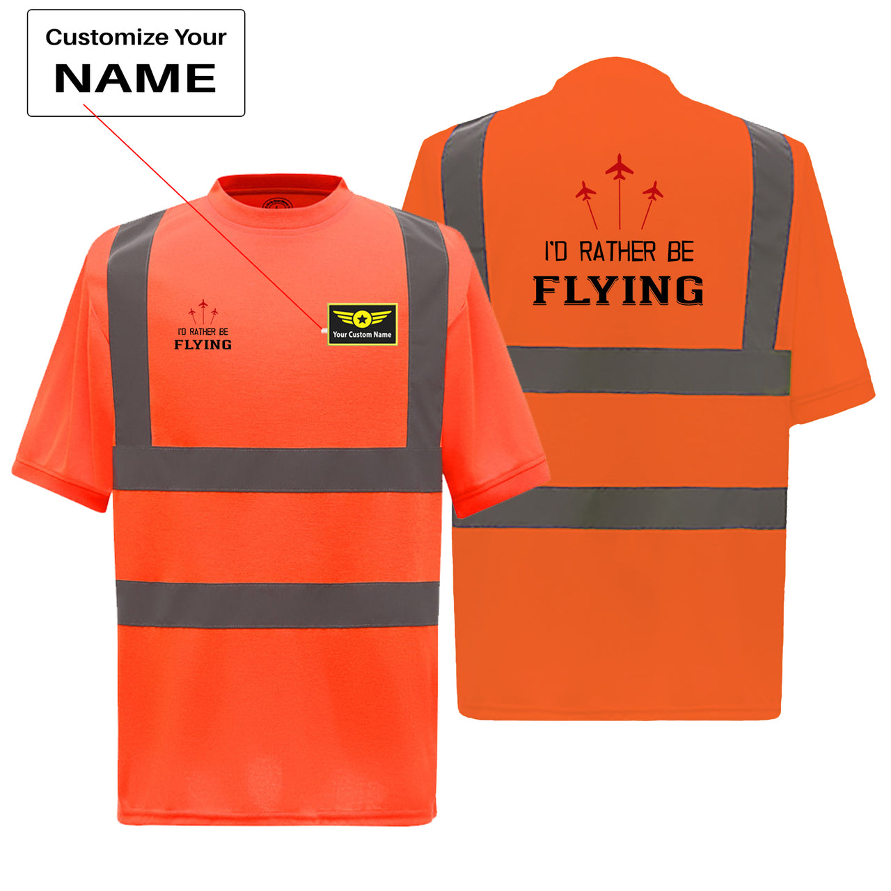 I'D Rather Be Flying Designed Reflective T-Shirts