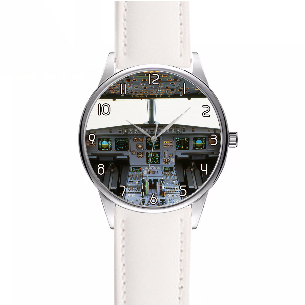 Airbus A320 Cockpit (Wide) Designed Fashion Leather Strap Watches