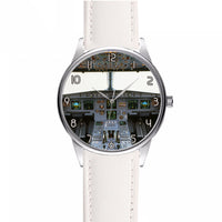 Thumbnail for Airbus A320 Cockpit (Wide) Designed Fashion Leather Strap Watches