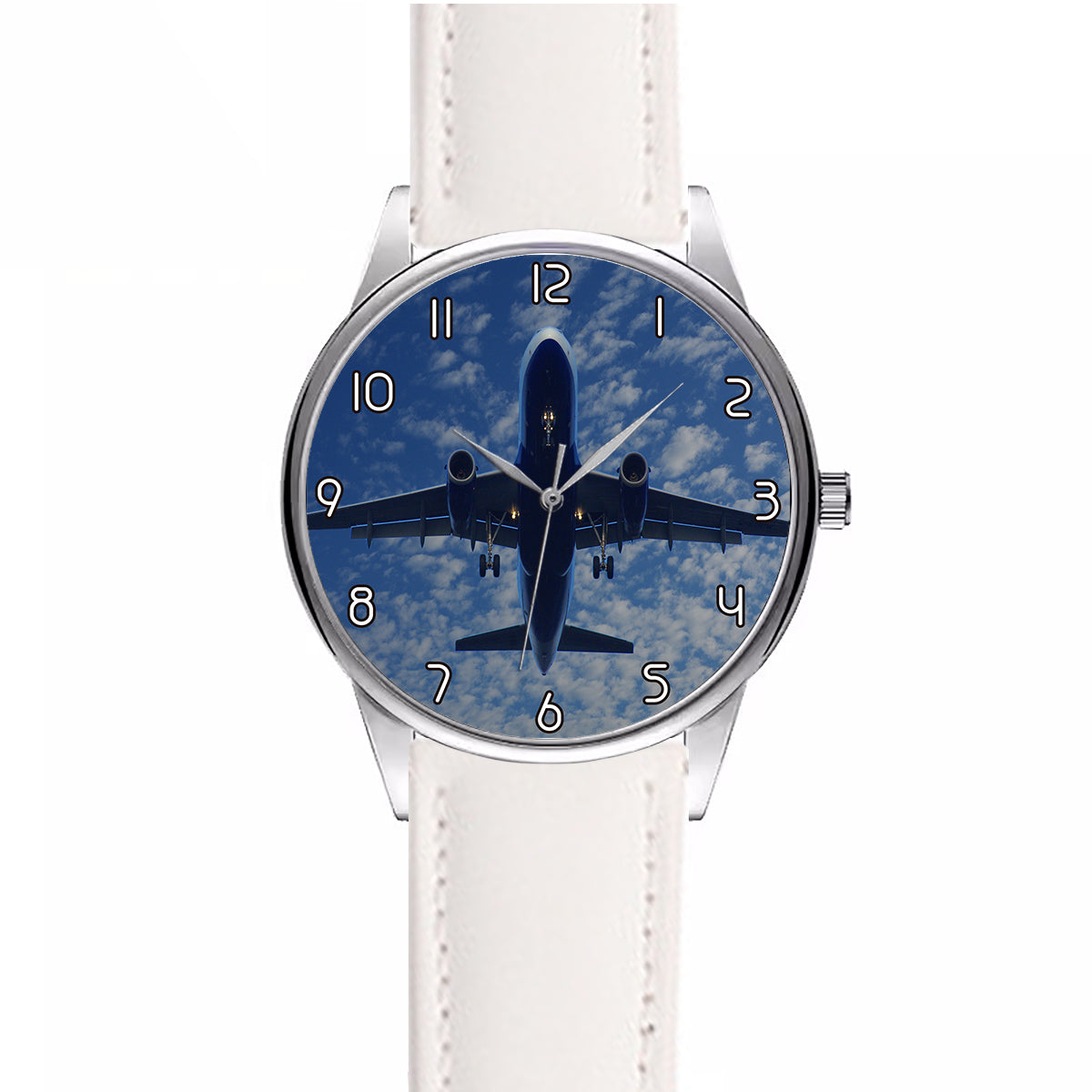 Airplane From Below Designed Fashion Leather Strap Watches