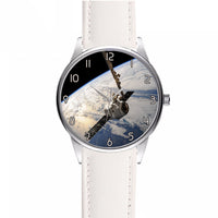 Thumbnail for Airplane Flying over Big Buildings Designed Fashion Leather Strap Watches